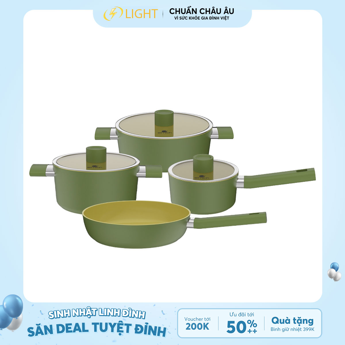 combo nồi chảo men sứ